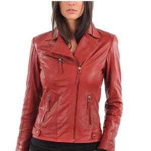 Women's Lambskin Leather Bomber Biker Jacket